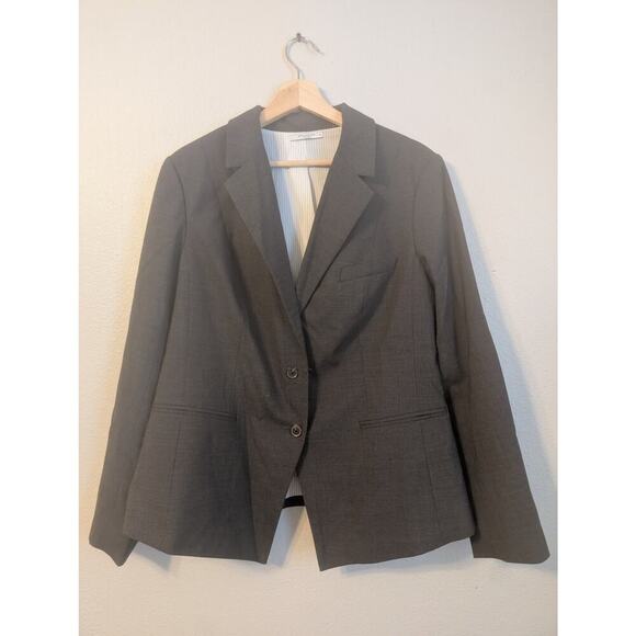 MM Lafleur The Ross Wool Blend Blazer Charcoal Grey Womens +1 (XL) Tw Button - Picture 1 of 9